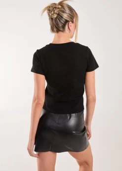 T-Shirts>Pink Vanilla Black Diamante Iconic Tee