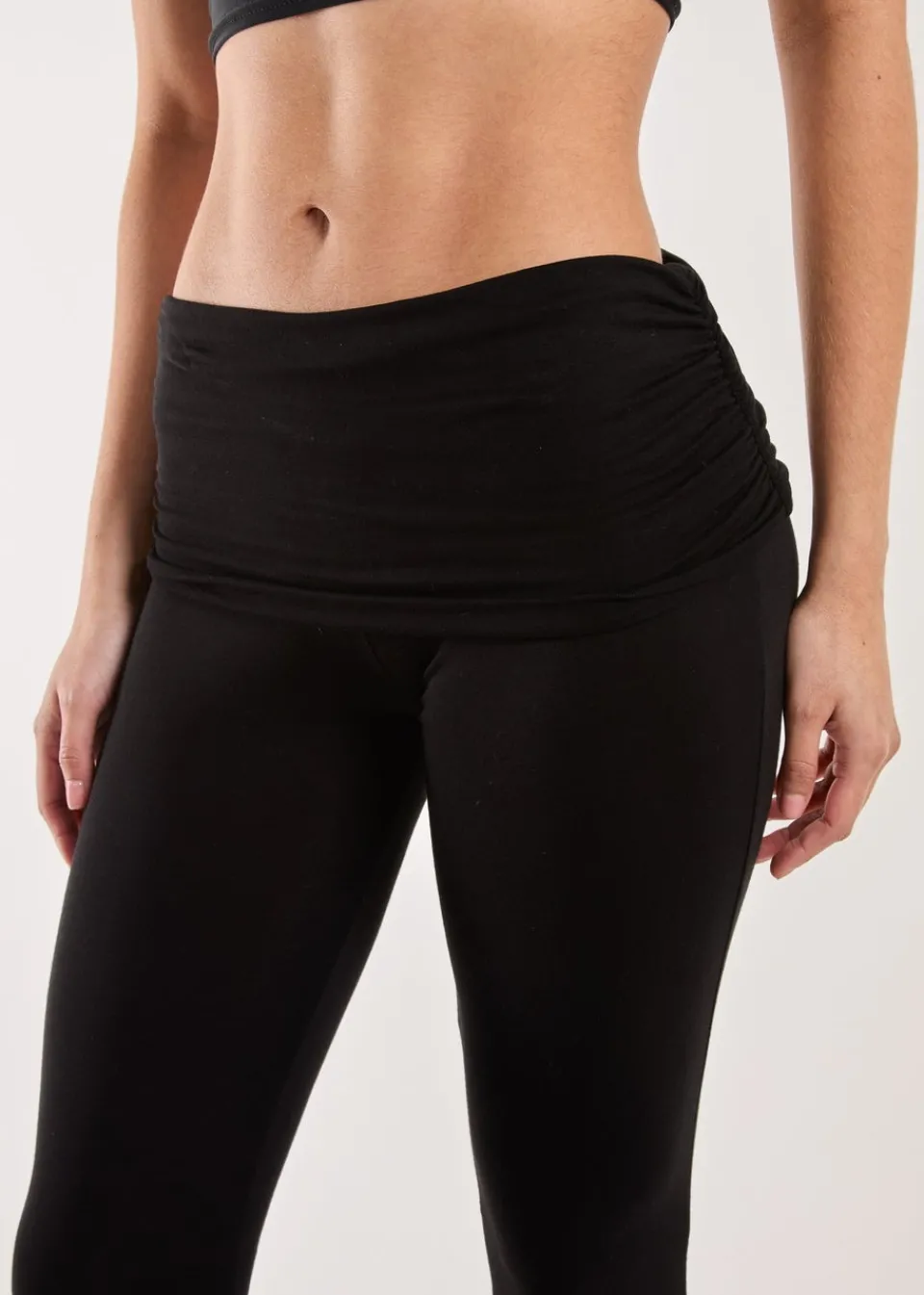 Trousers>Pink Vanilla Black Fold Over Waist Lounge Flares