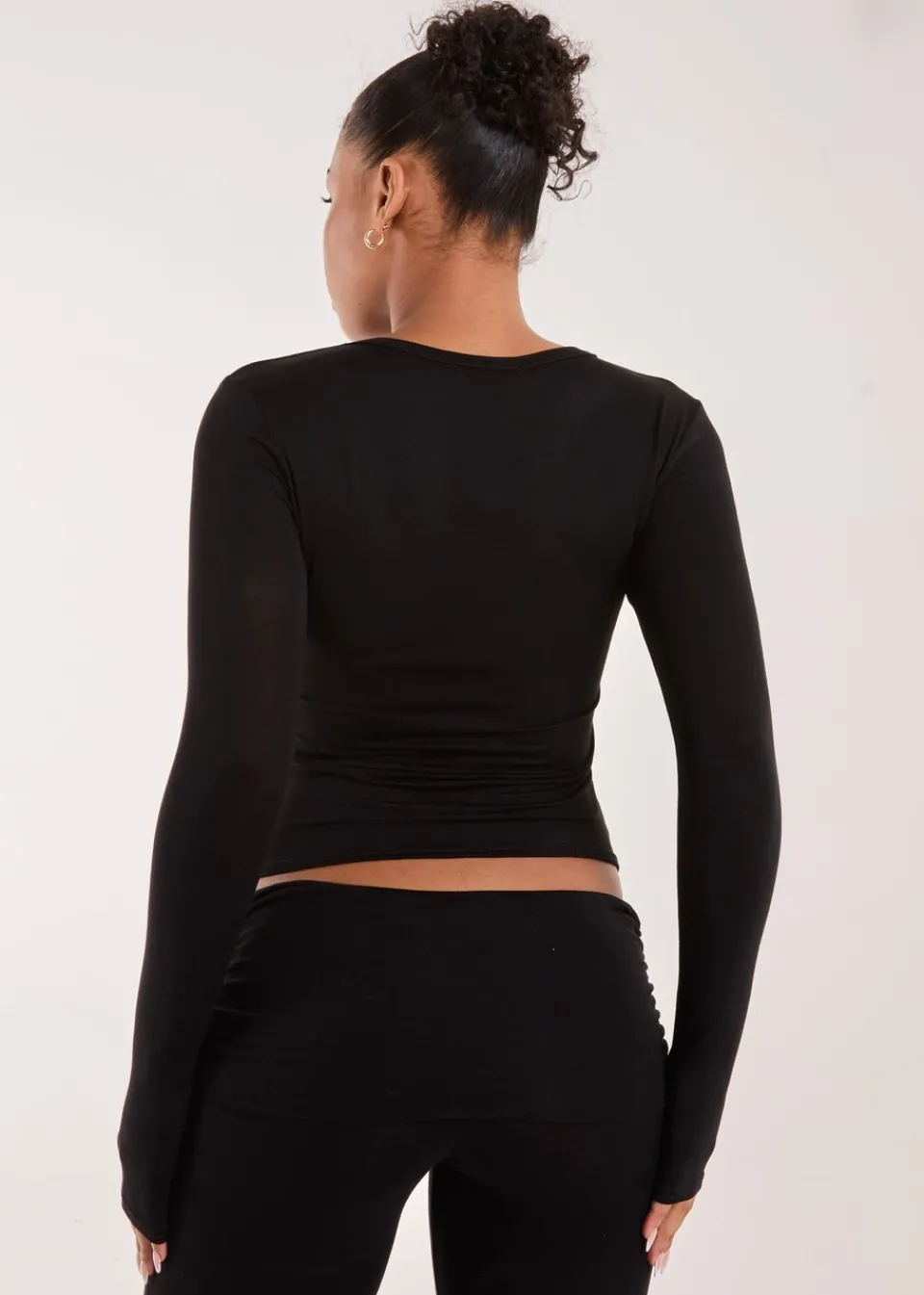 Loungewear>Pink Vanilla Black Long Sleeve Top