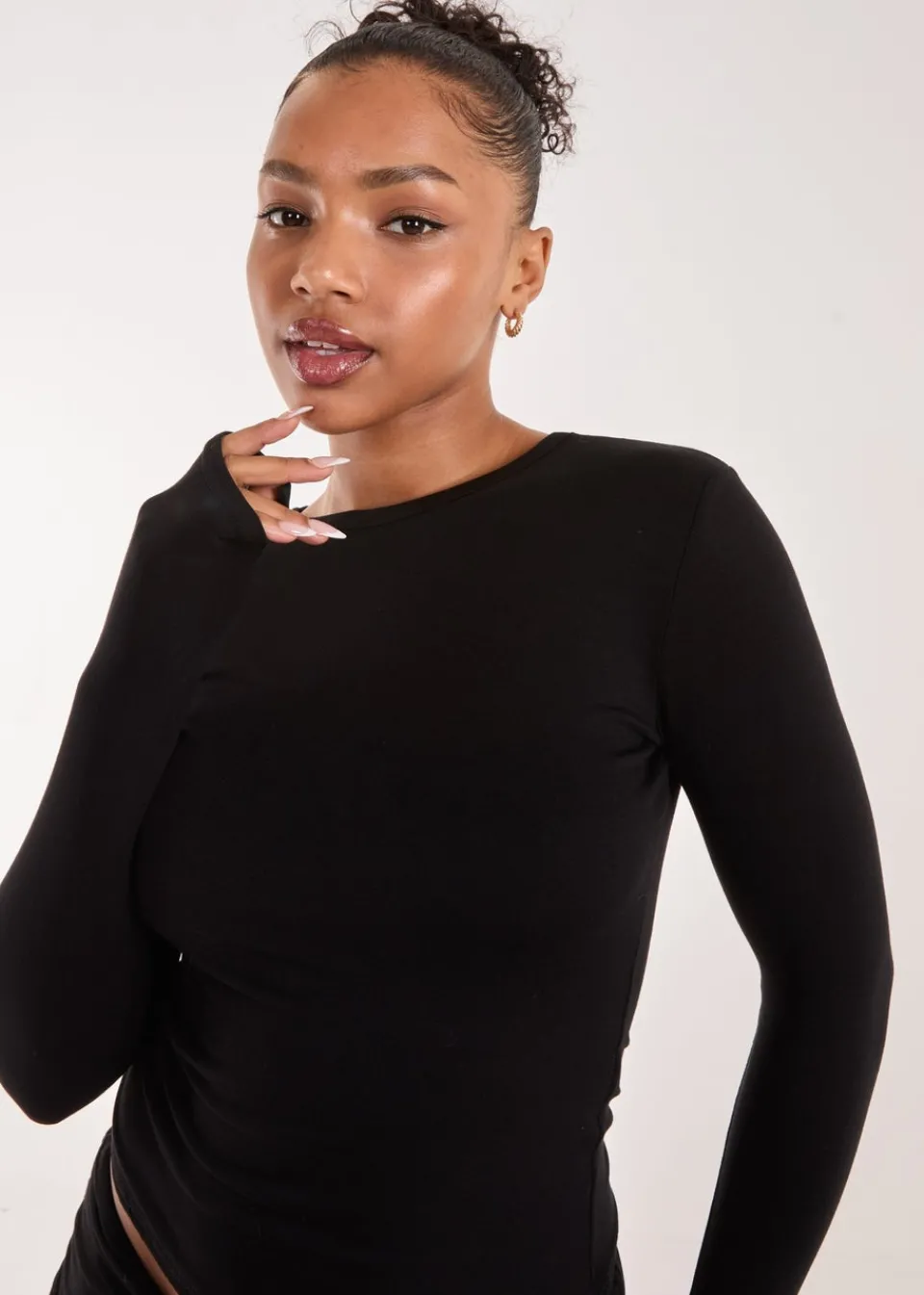Loungewear>Pink Vanilla Black Long Sleeve Top