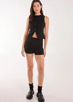 Shorts>Pink Vanilla Black Pinstripe Tailored Shorts