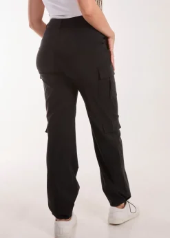 Trousers>Pink Vanilla Black Pocket Detail Wide Leg Cargo Pants