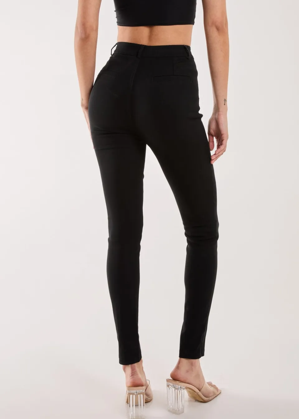 Trousers>Pink Vanilla Slim Fit Seam Detail Trousers Black