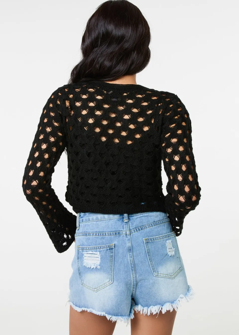 Tops>Pink Vanilla Black Tie Front Cardigan