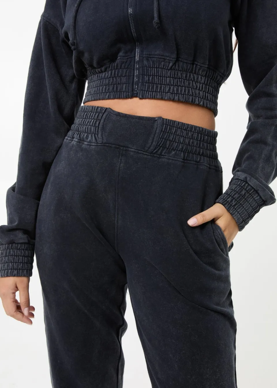 Trousers>Pink Vanilla Black Wash Cuffed Joggers