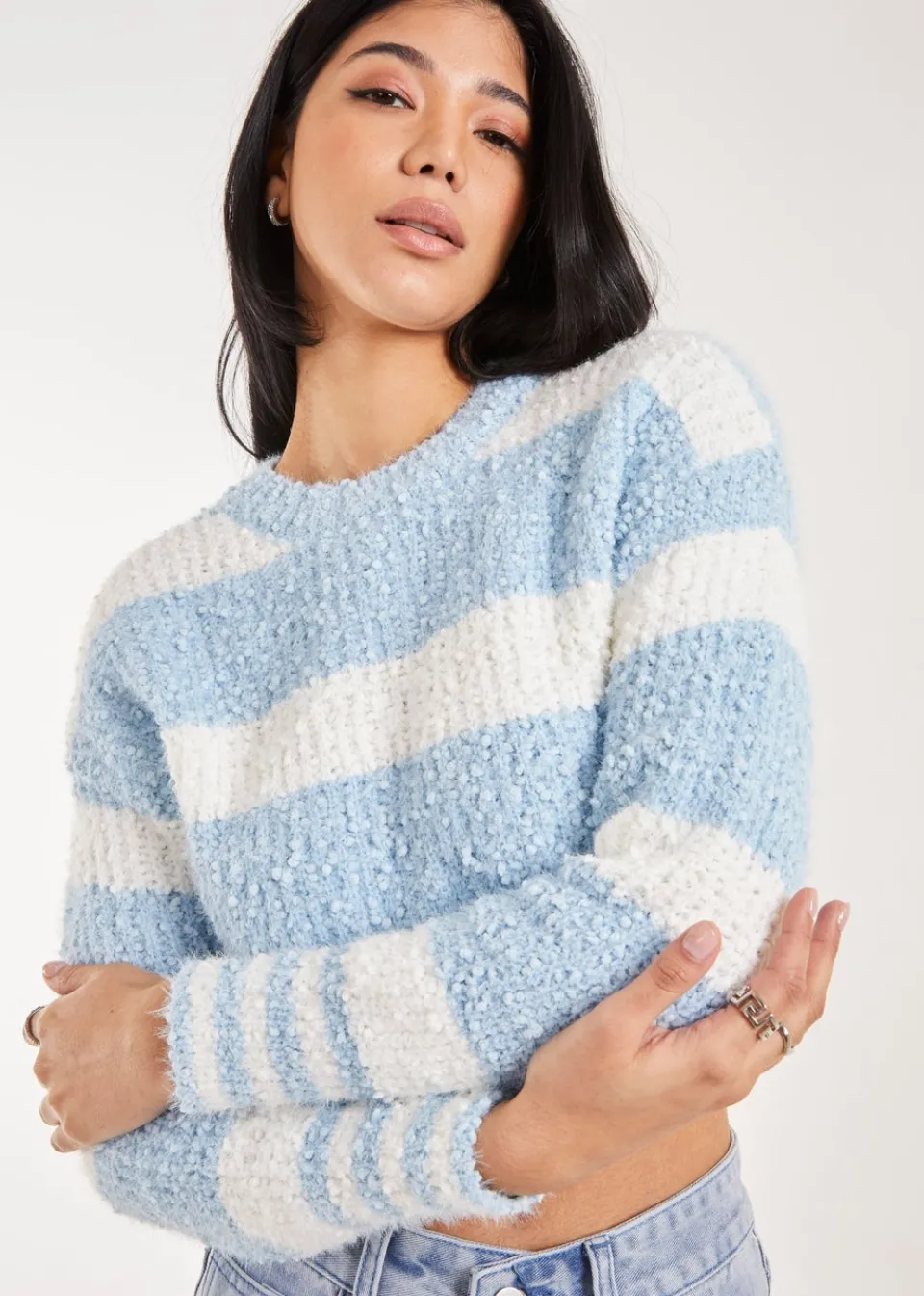 Tops>Pink Vanilla Blue Fluffy Cropped jumper
