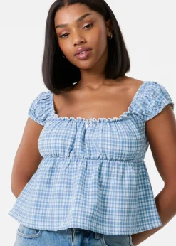 Tops>Pink Vanilla Blue Milkmaid Crop Top
