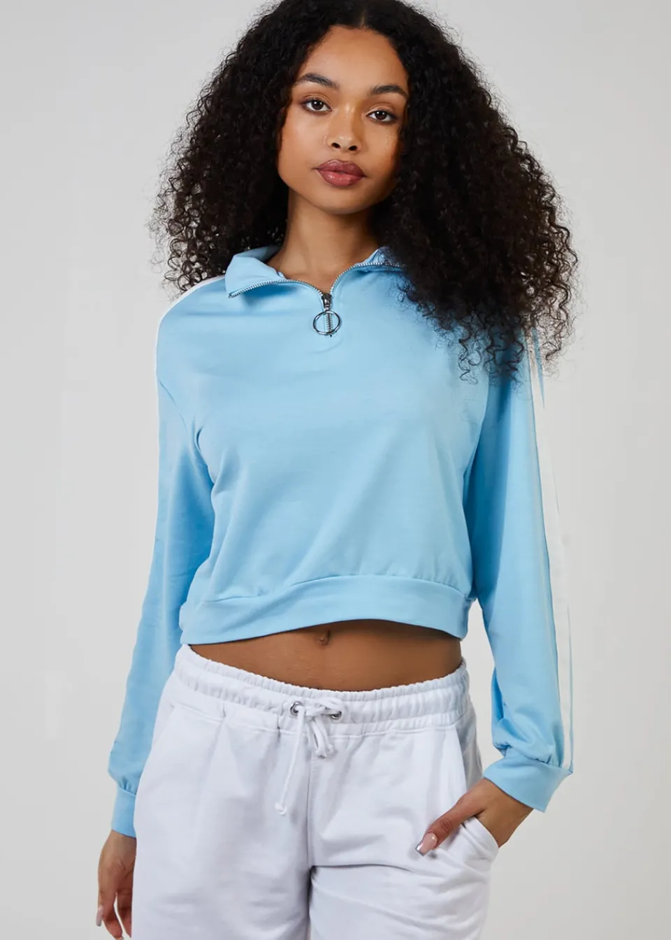 Tops>Pink Vanilla Zip Up Sweatshirt Blue