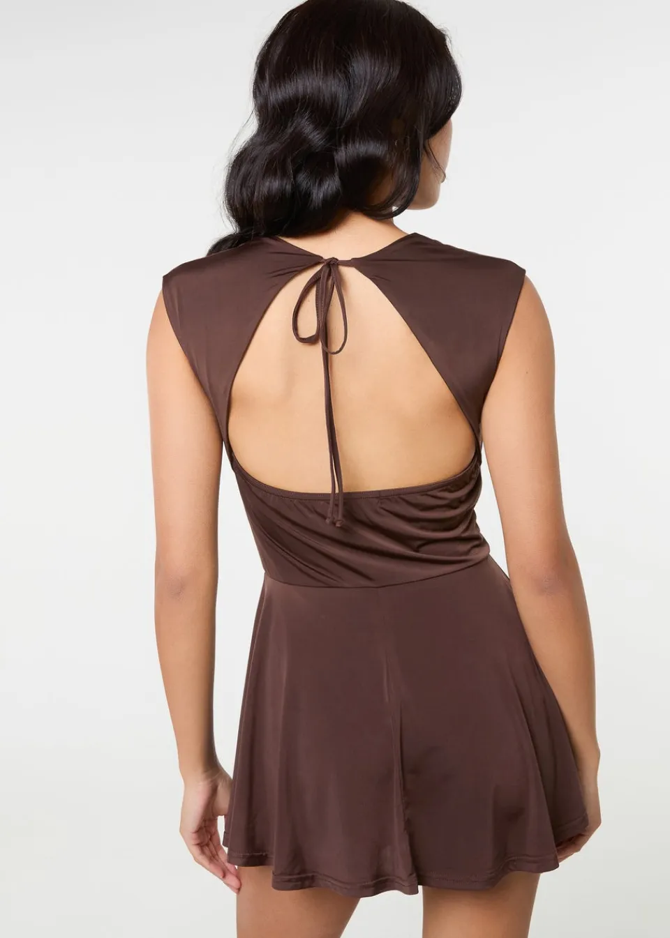 Jumpsuits & Playsuits>Pink Vanilla Chocolate Slinky Open Back Mini Flippy Playsuit