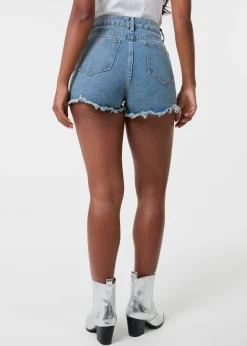 Shorts>Pink Vanilla Denim Embellished Diamante Denim Shorts