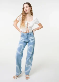 Jeans & Jeggings>Pink Vanilla Denim Spray Heart Detail Jeans
