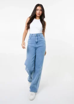 Jeans & Jeggings>Pink Vanilla Denim Stripe Detail Denim High Waist Jeans