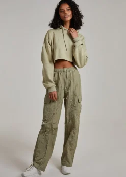 Trousers>Pink Vanilla Green Parachute Cargo Pants