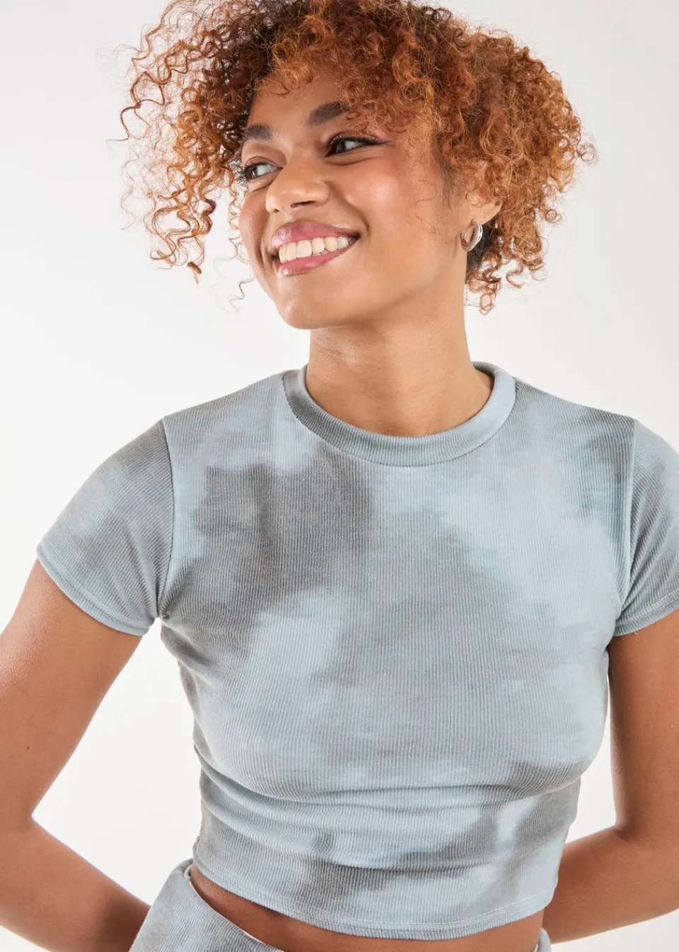 T-Shirts>Pink Vanilla Green Tie Dye Rib Tee