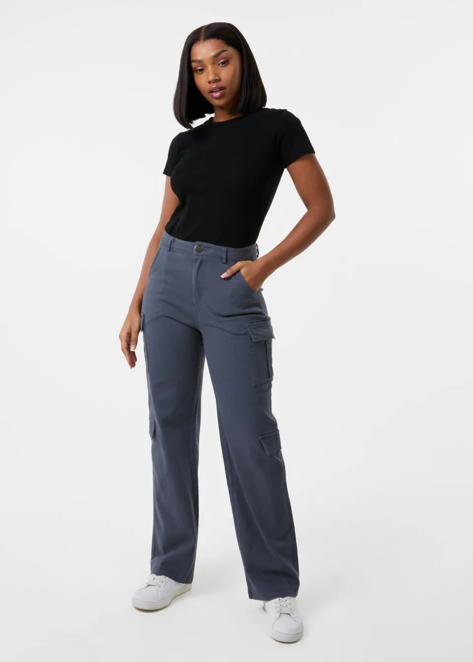 Trousers>Pink Vanilla Grey Cargo Trousers