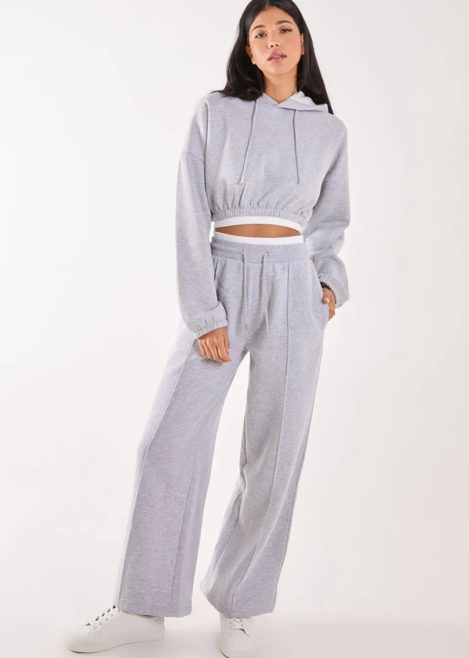 Trousers>Pink Vanilla Grey Contrast Waist Band Wide Joggers
