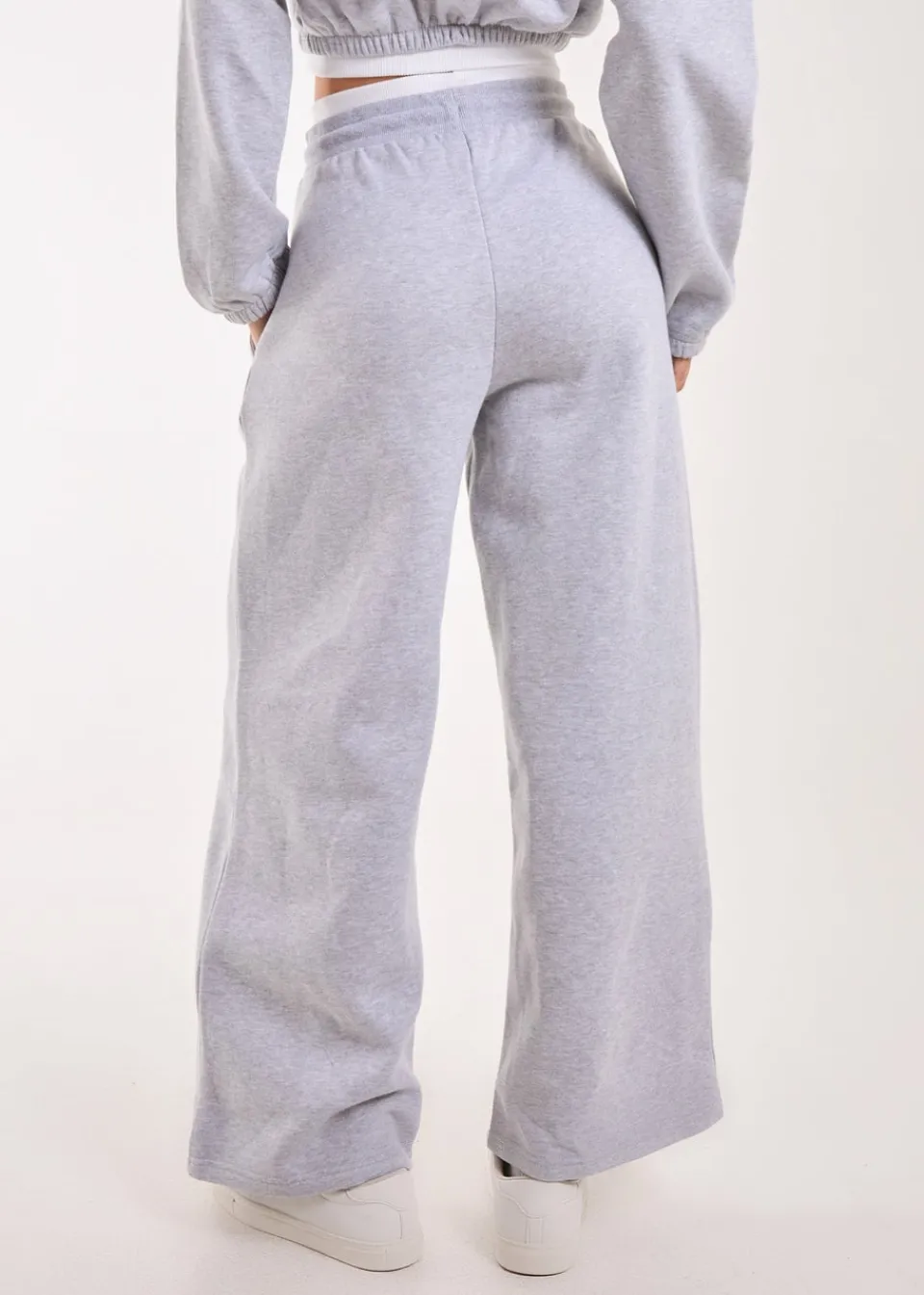 Trousers>Pink Vanilla Grey Contrast Waist Band Wide Joggers