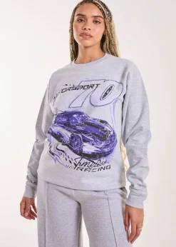 Tops>Pink Vanilla Grey Motorsport Oversized Sweat