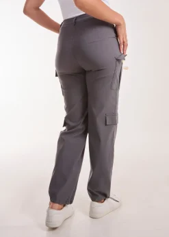 Trousers>Pink Vanilla Grey Pocket Detail Wide Leg Cargo Pants