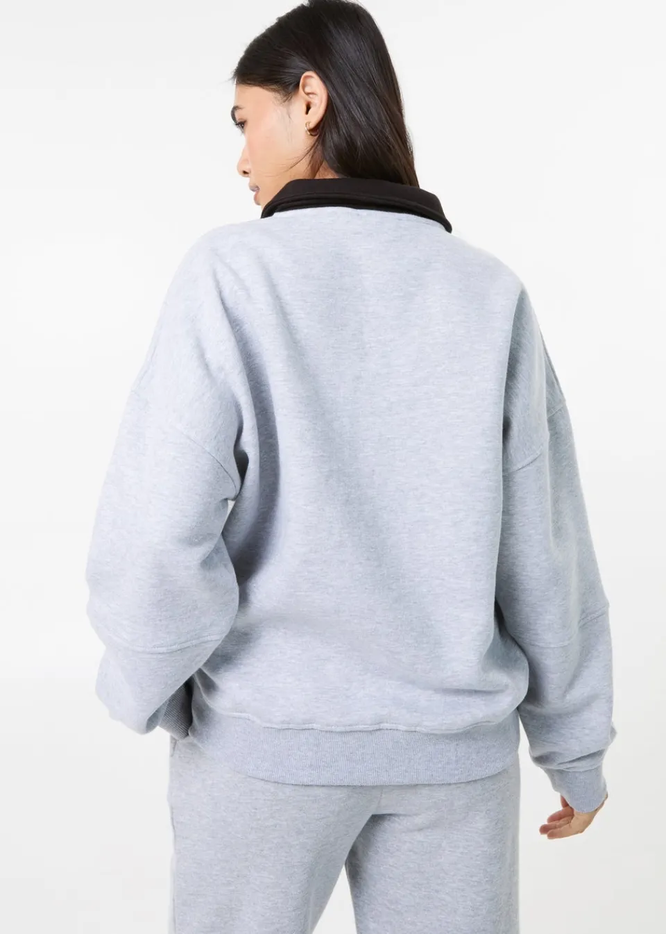 Tops>Pink Vanilla Grey Sports Studio Half Zip Sweat