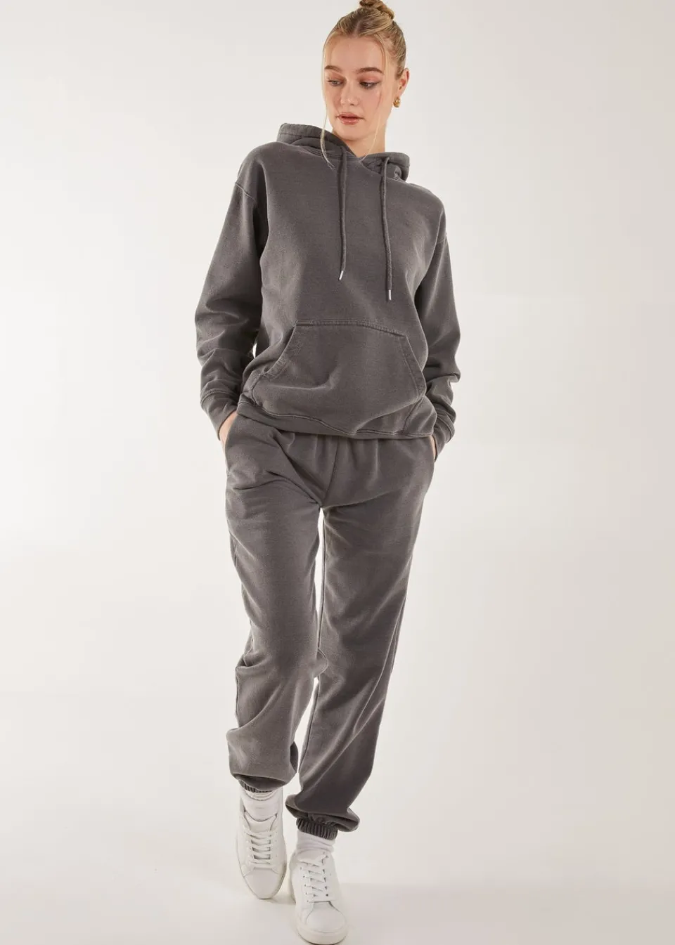 Trousers>Pink Vanilla Washed Tracksuit Bottoms Grey