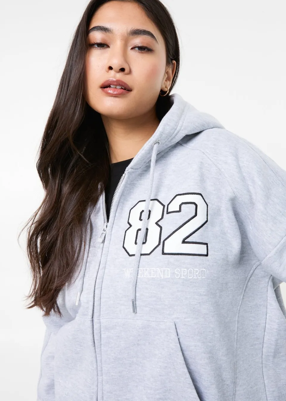 Tops>Pink Vanilla Grey Weekend Sport Zip Up Hoodie