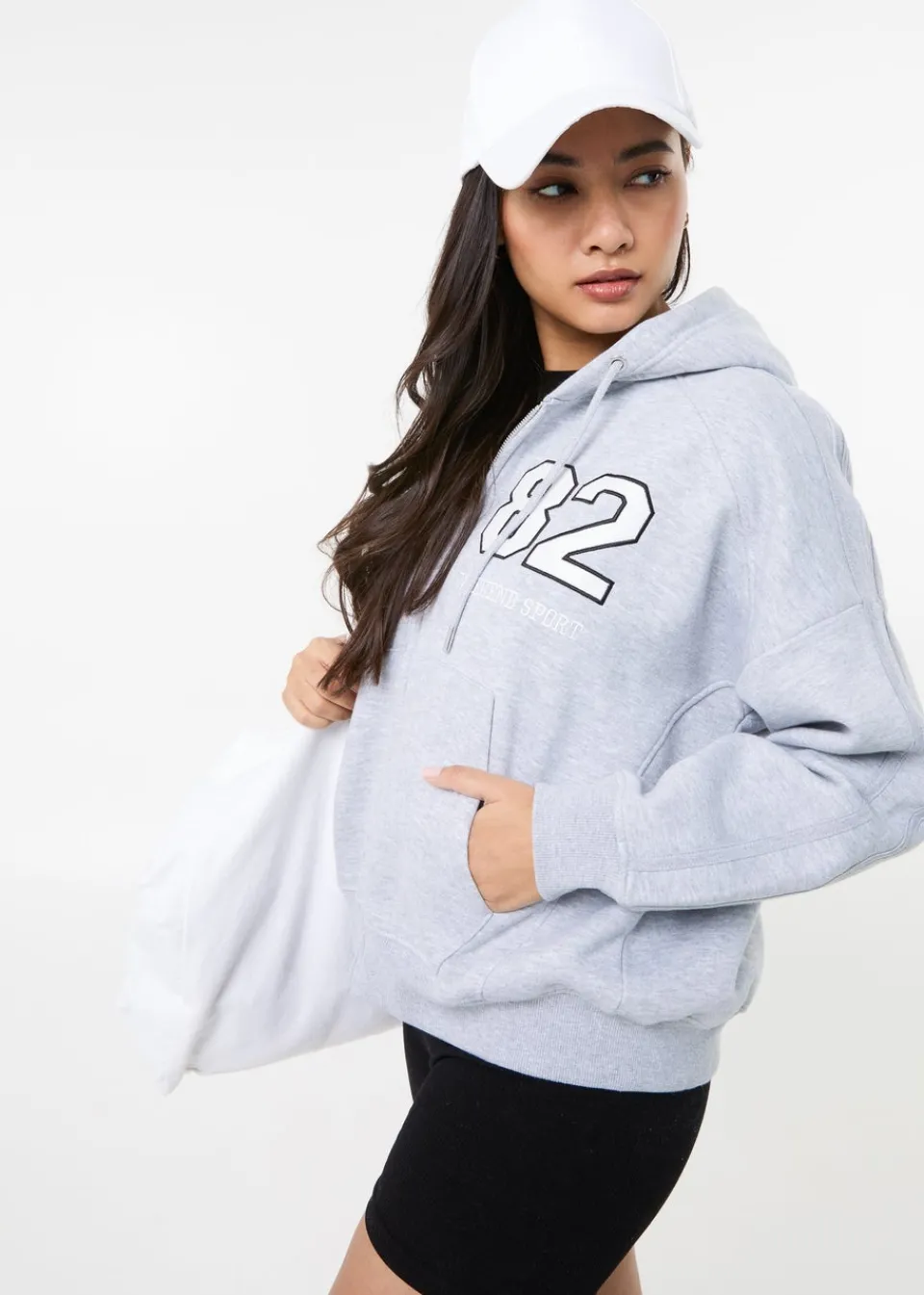 Tops>Pink Vanilla Grey Weekend Sport Zip Up Hoodie