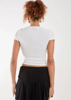 T-Shirts>Pink Vanilla Ivory Bow Detail T-Shirt