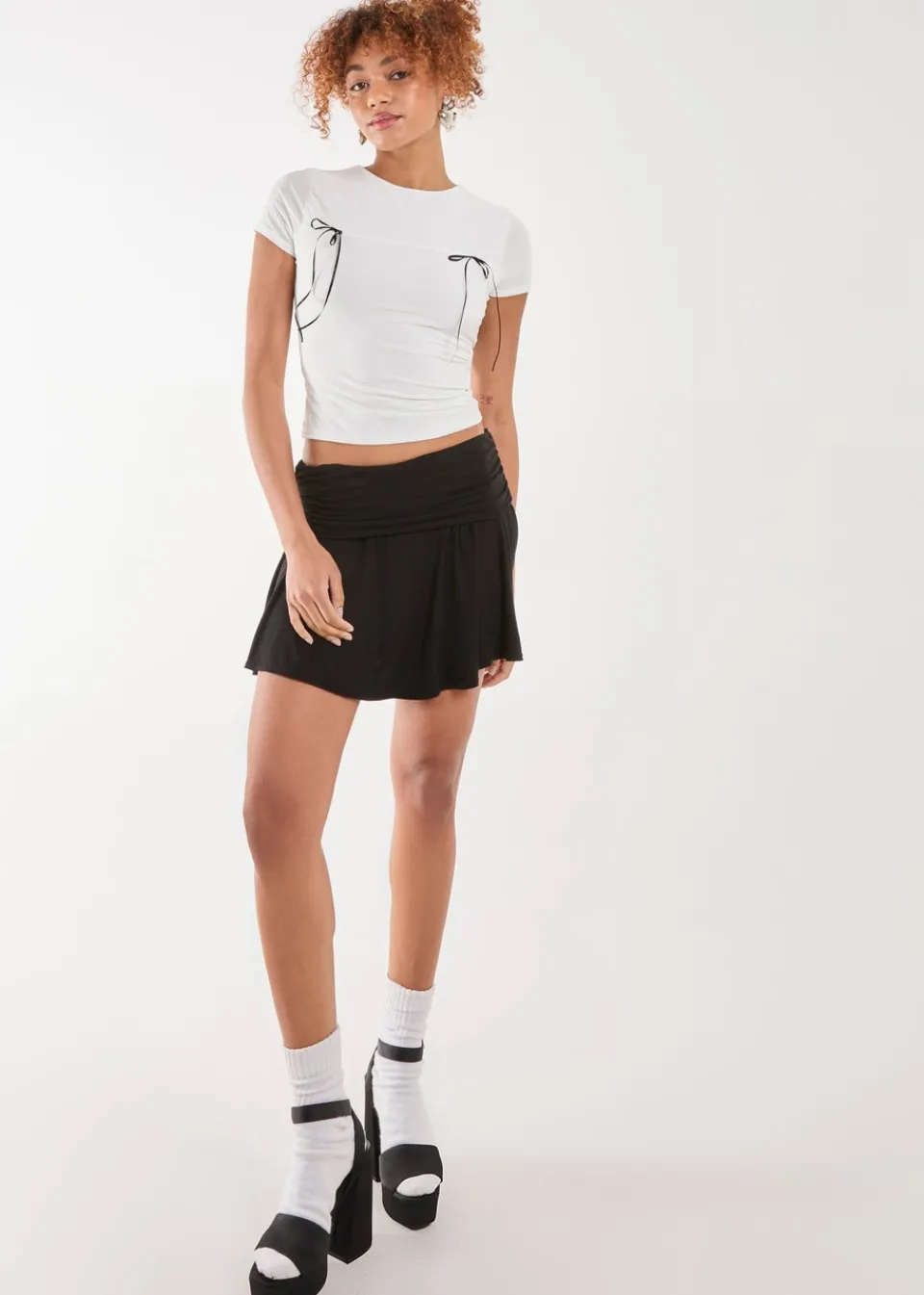 T-Shirts>Pink Vanilla Ivory Bow Detail T-Shirt