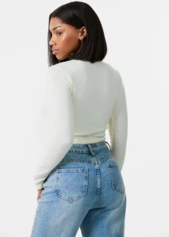 T-Shirts>Pink Vanilla Ivory Brushed Rib Bow Top