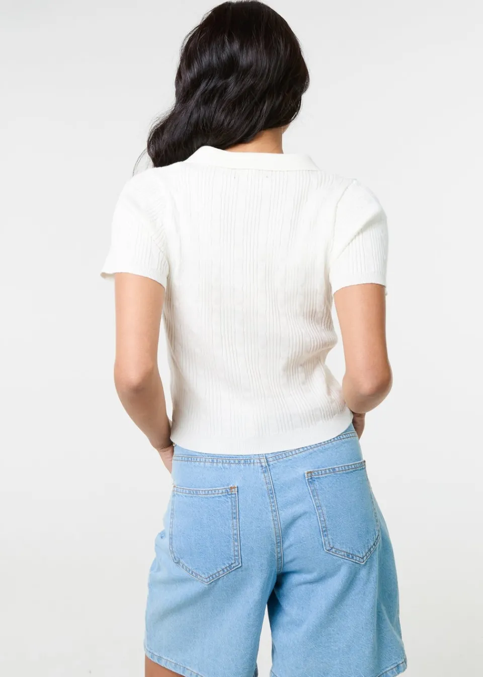 Tops>Pink Vanilla Ivory Cherub Cable Knit Top