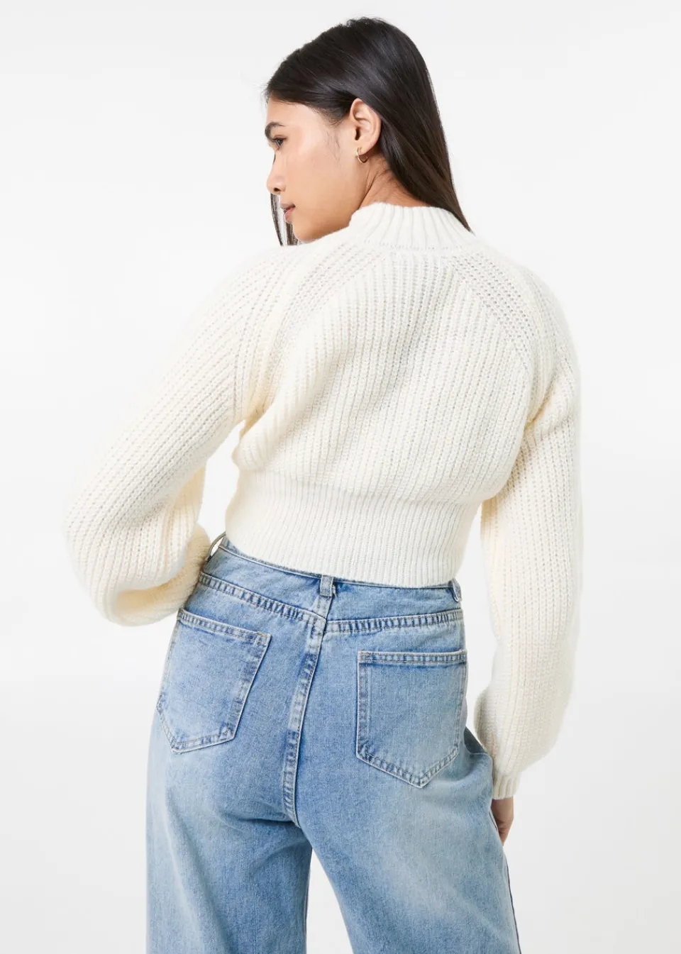 Tops>Pink Vanilla Ivory High Neck Knitted Jumper