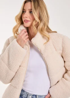 Coats & Jackets>Pink Vanilla Ivory Teddy Padded Coat