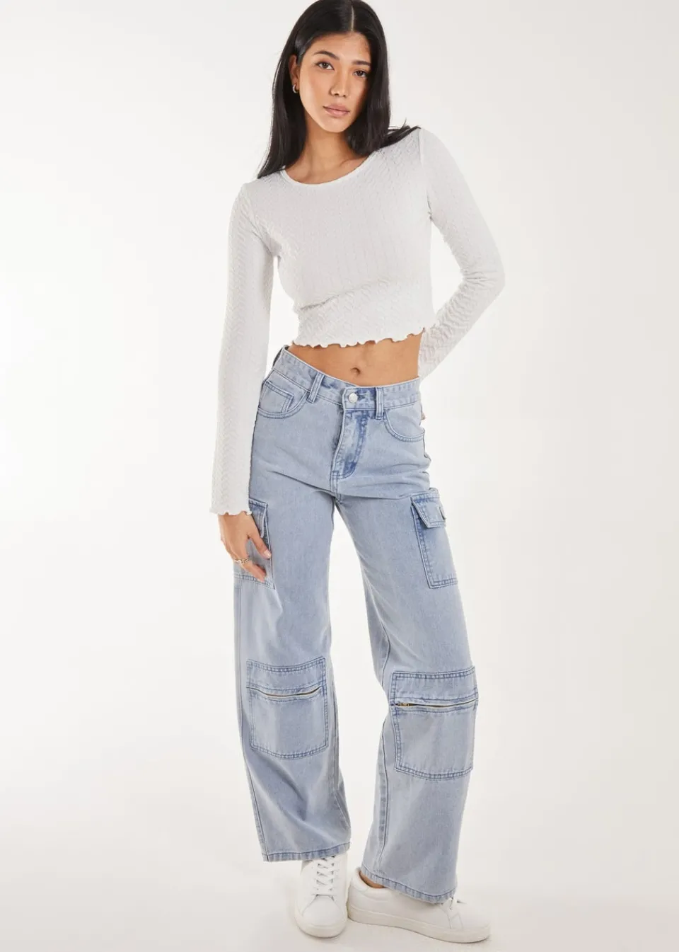 Tops>Pink Vanilla Ivory Zig Zag Jersey Long Sleeve Top
