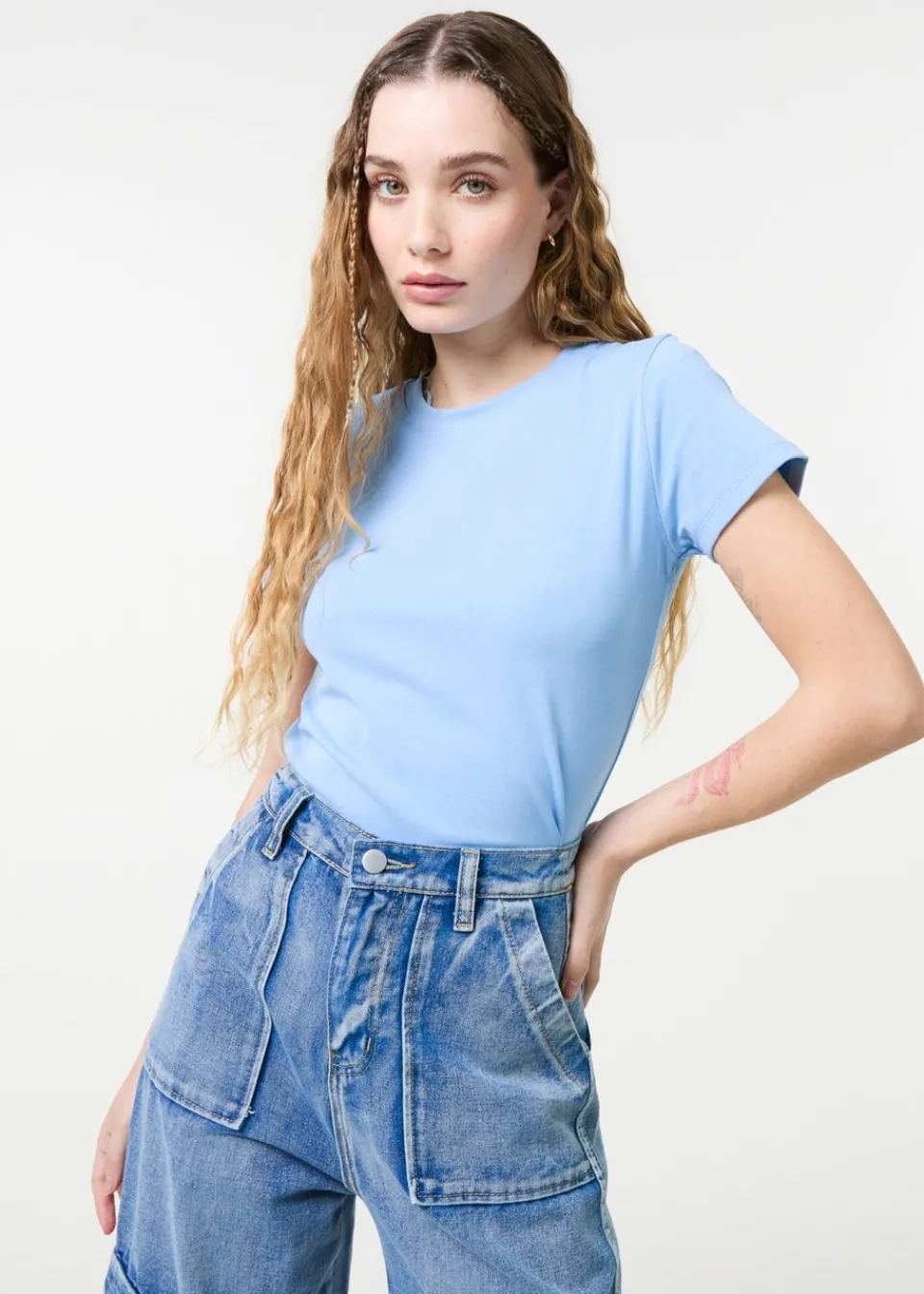 T-Shirts>Pink Vanilla Light Blue Short Sleeve T- Shirt