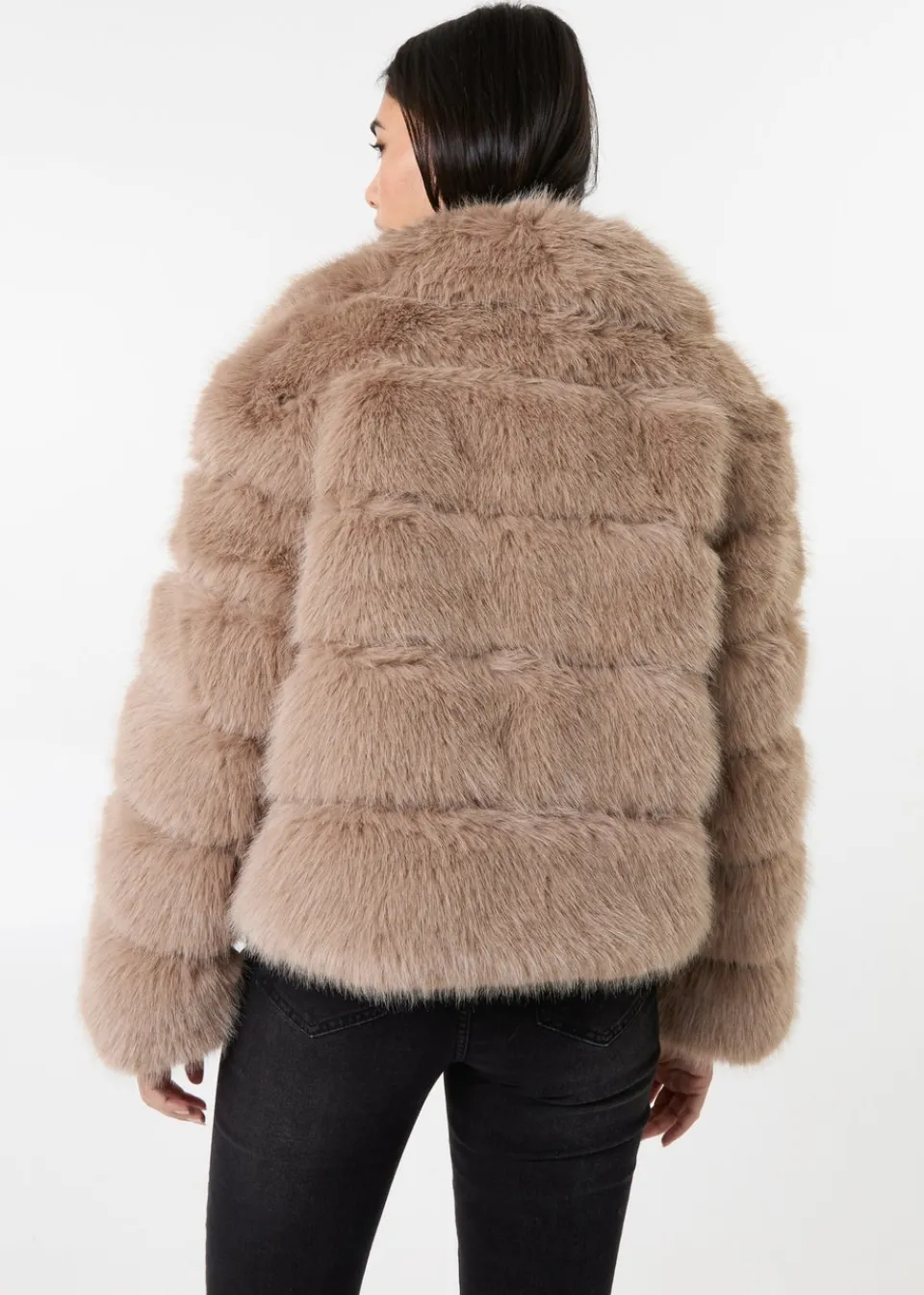 Coats & Jackets>Pink Vanilla Mocha Cropped Fur Pelted Jacket