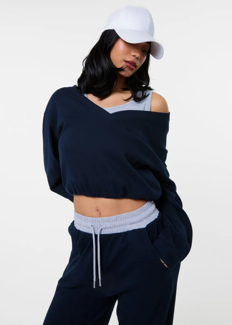 Tops>Pink Vanilla Navy Double Layered Jumper