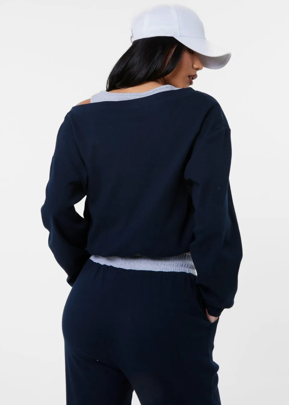 Tops>Pink Vanilla Navy Double Layered Jumper