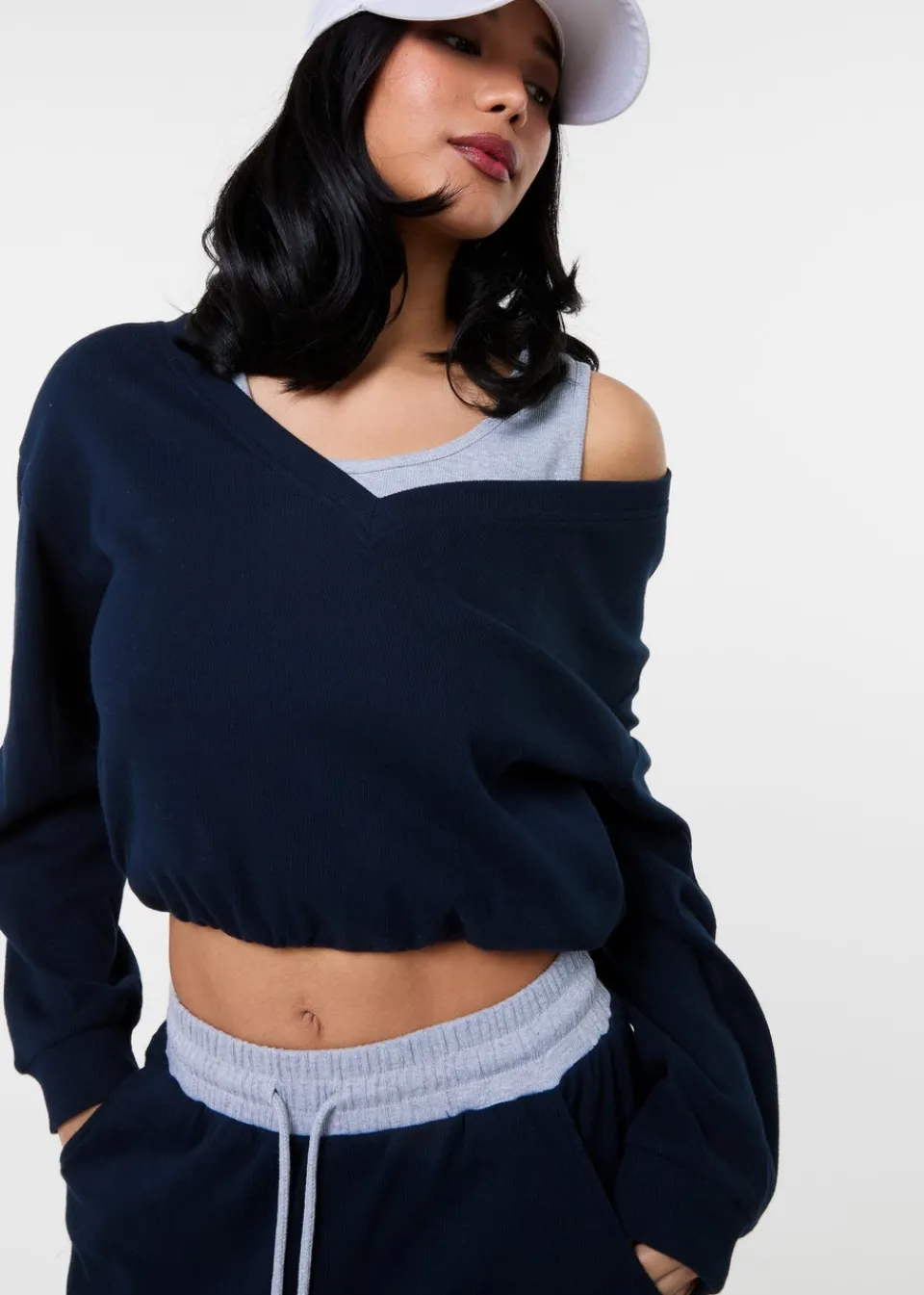 Tops>Pink Vanilla Navy Double Layered Jumper