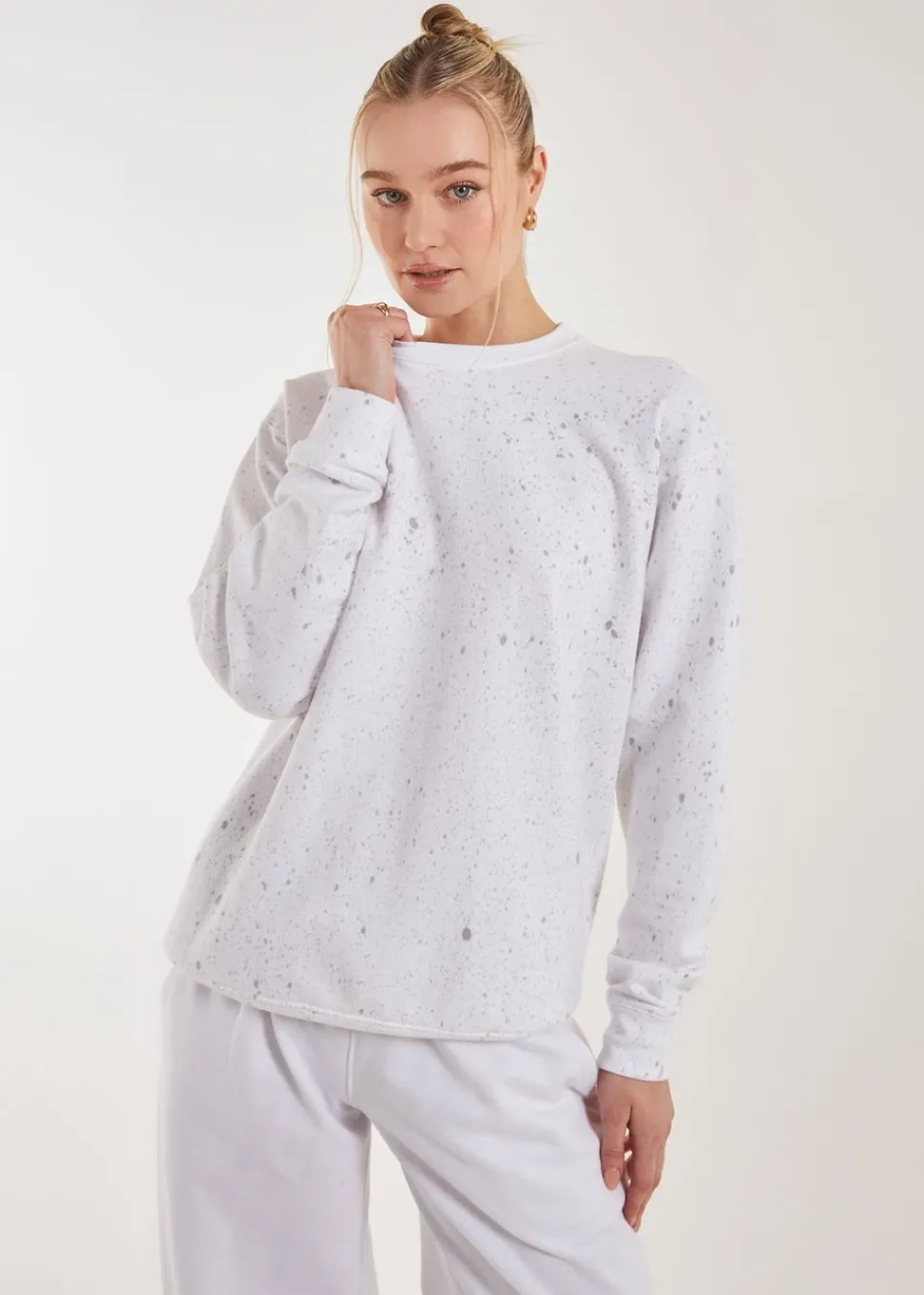 Tops>Pink Vanilla Oversized Acid Wash Sweatshirt
