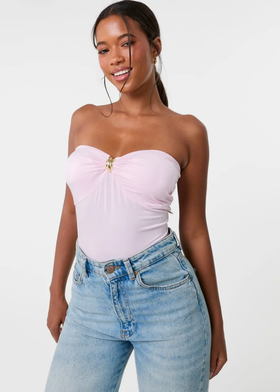 Tops>Pink Vanilla Pink Detail Bodysuit