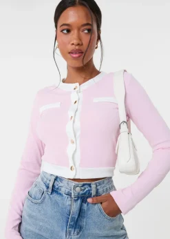 Tops>Pink Vanilla Pink Slinky Two Tone Cardigan
