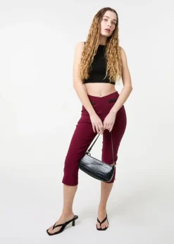 Trousers>Pink Vanilla Red Capri Pants With Belts
