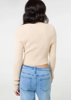 Tops>Pink Vanilla Stone Button Front Cropped Cardigan