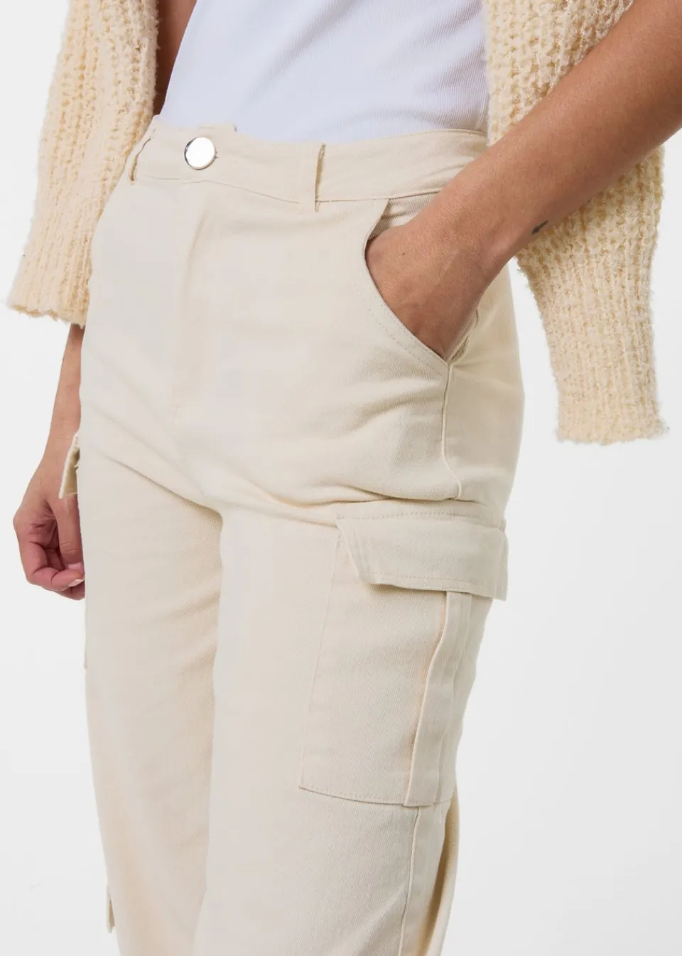 Trousers>Pink Vanilla Stone Cargo Trousers