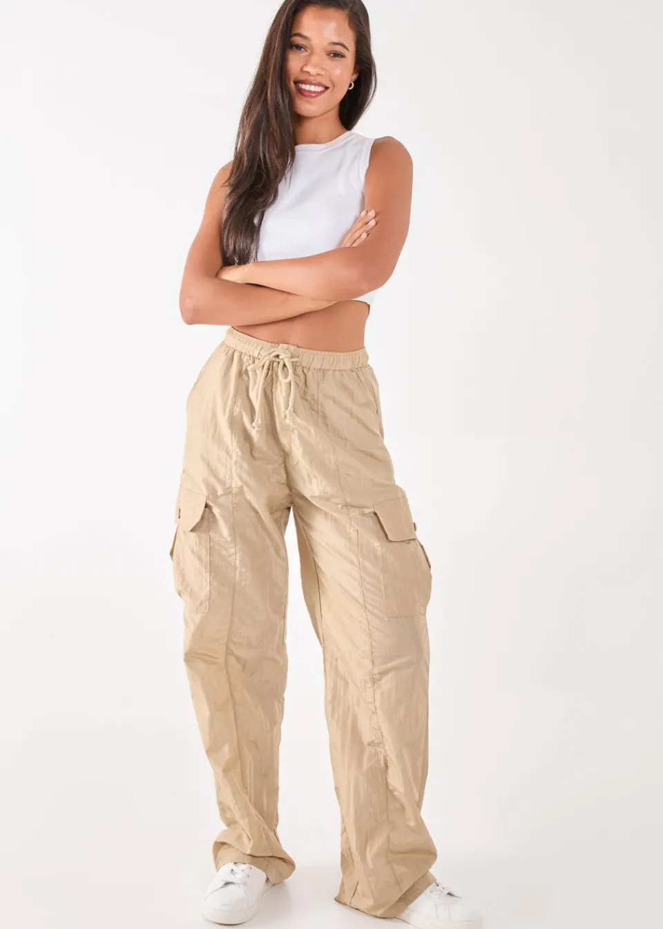 Trousers>Pink Vanilla Stone Parachute Cargo Pants