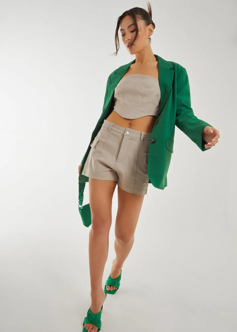 Shorts>Pink Vanilla Pocket Front Cargo Shorts Stone