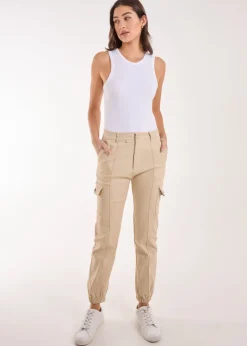 Trousers>Pink Vanilla Stone Utility Stretch Cargo Trousers