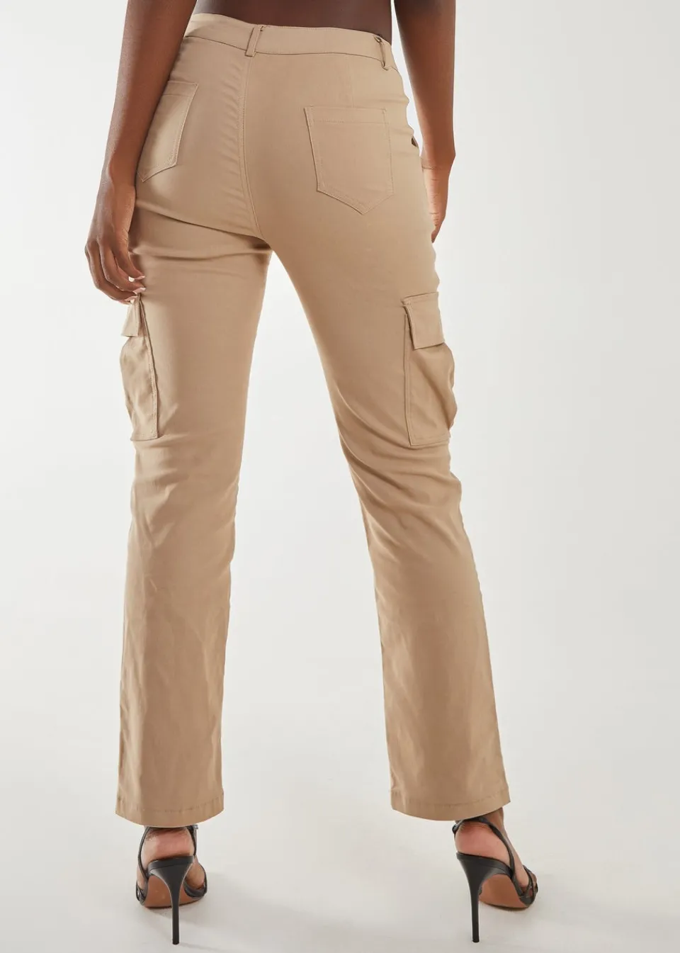 Trousers>Pink Vanilla Wide Leg Pocket Cargo Pants Stone