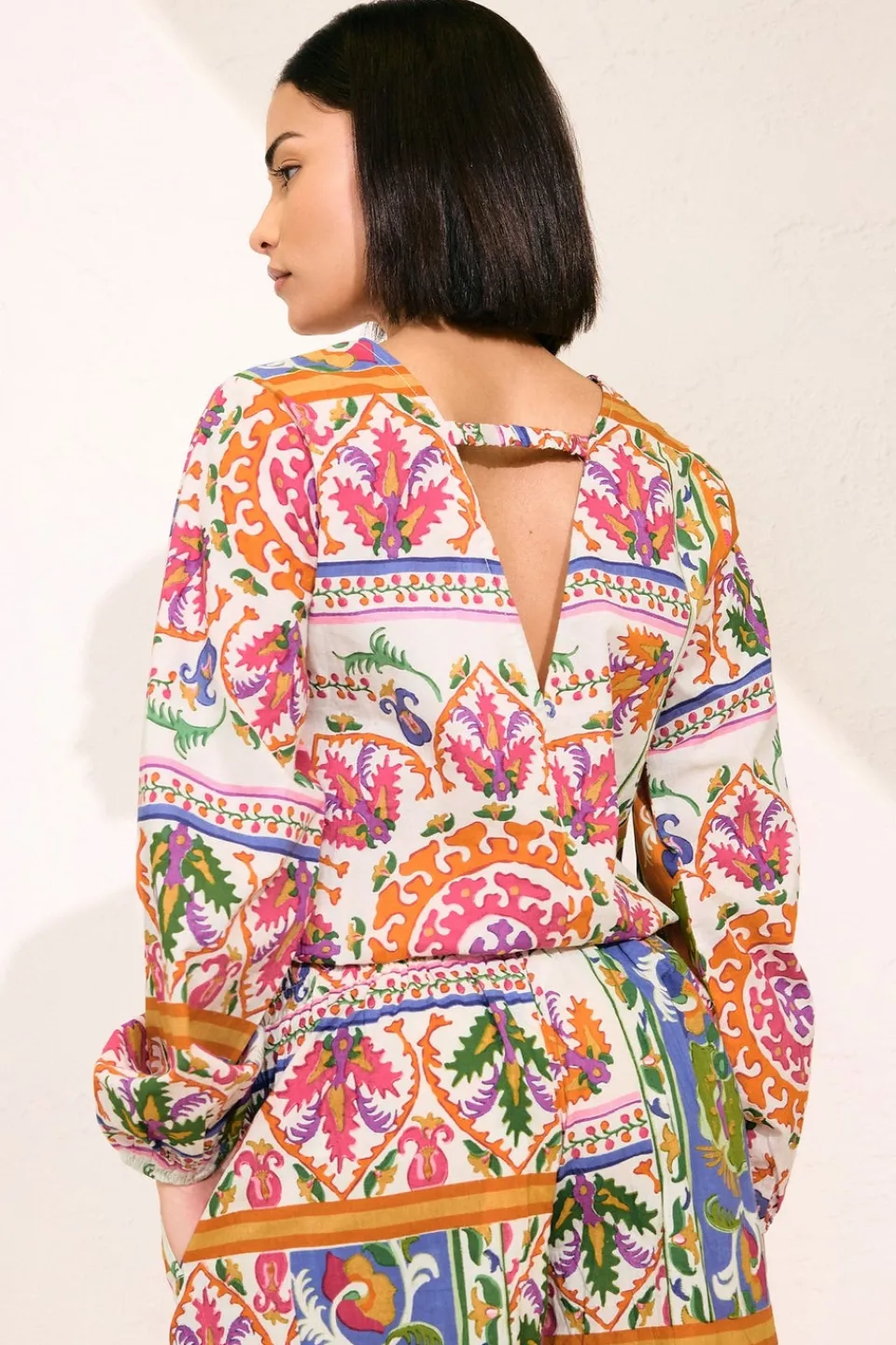 Tops>PIXIEGIRL Multi Coloured Abstract Tile Print Tie Top